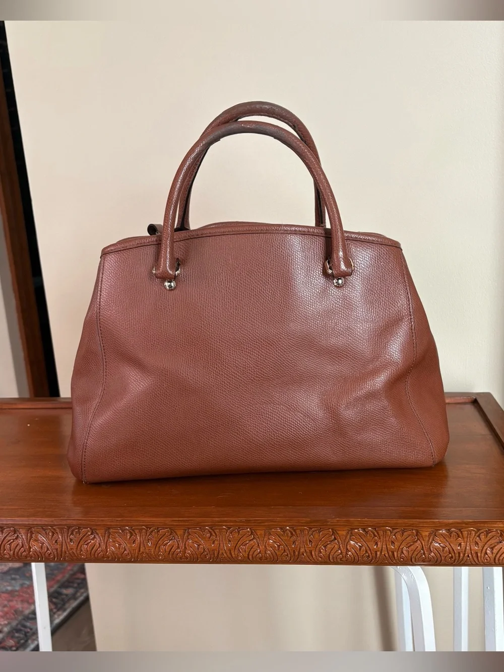Coach Margot Carryall bag in saddle brown, crossgrain leather